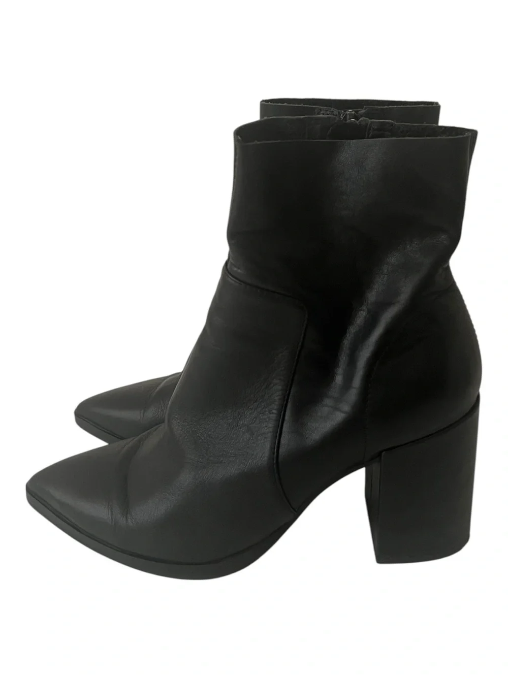 Tony Bianco Black Leather Brazen Luxe  Pointed Toe Booties Size 7.5